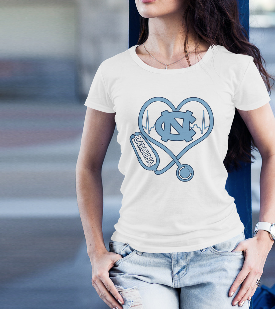 Nurse Love Carolina Heartbeat North Carolina Tar Heels T-Shirt
