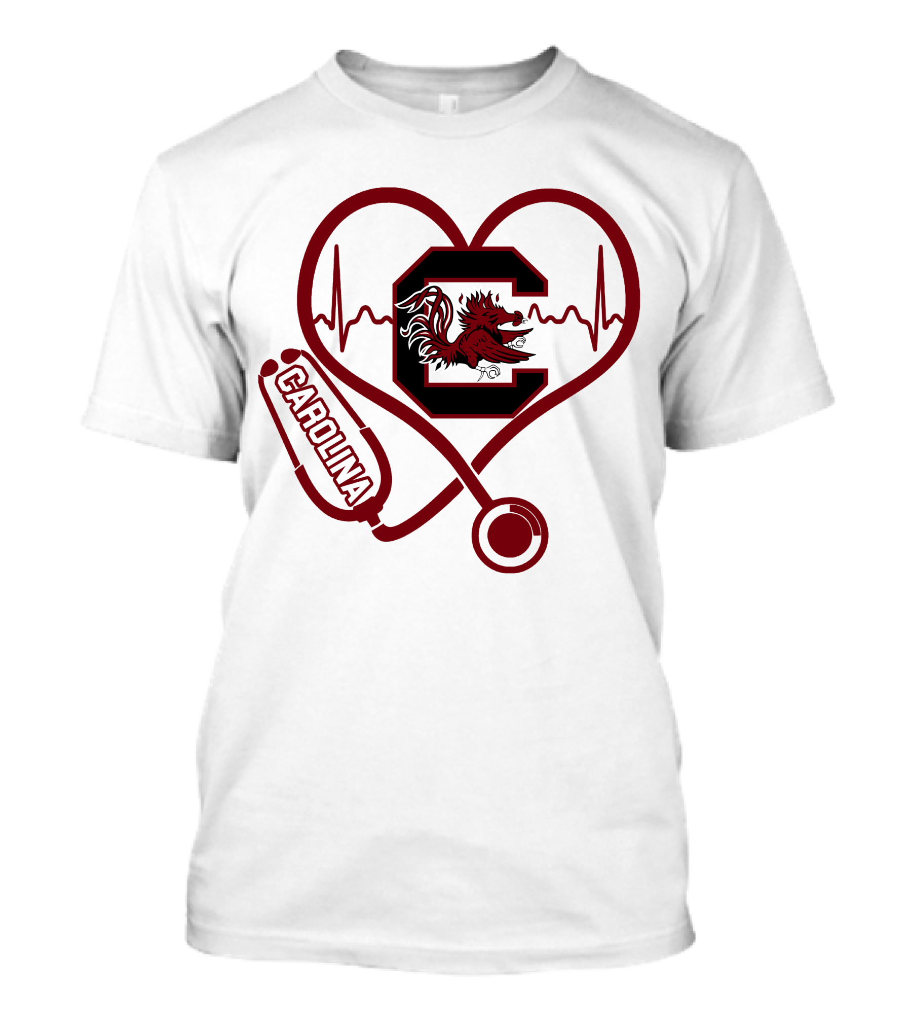 South Carolina Gamecocks Nurse Stethoscope Heartbeat T-Shirt