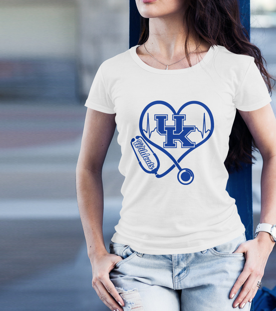UK Wildcats Nurse Love Heart Stethoscope T-Shirt