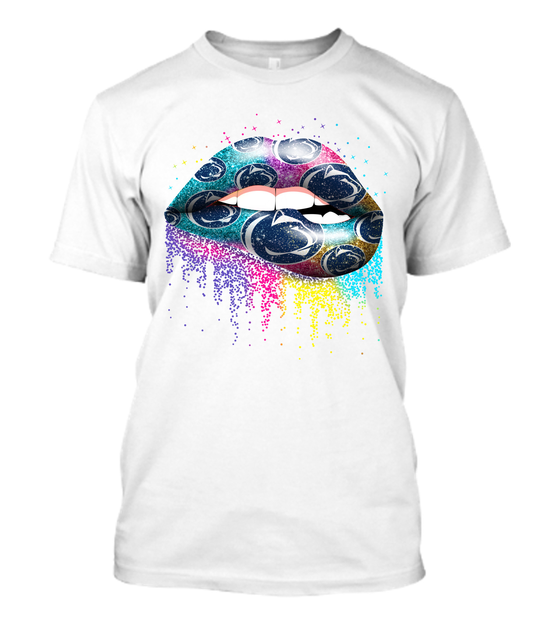 Penn State Nittany Lions Glitter Lips Colorful Logo Burst T-Shirt