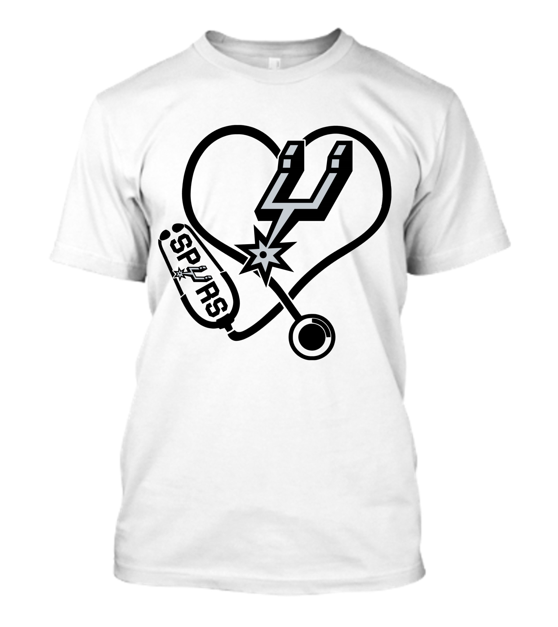Nurse Love Heart Stethoscope San Antonio Spurs T-Shirt