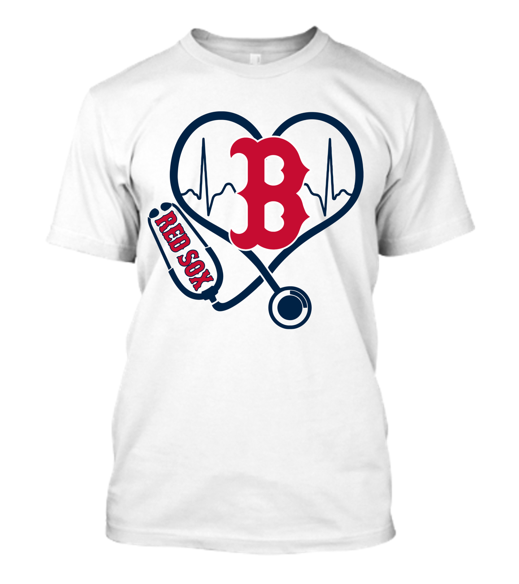 Nurse Heartbeat Love Boston Red Sox Stethoscope T-Shirt