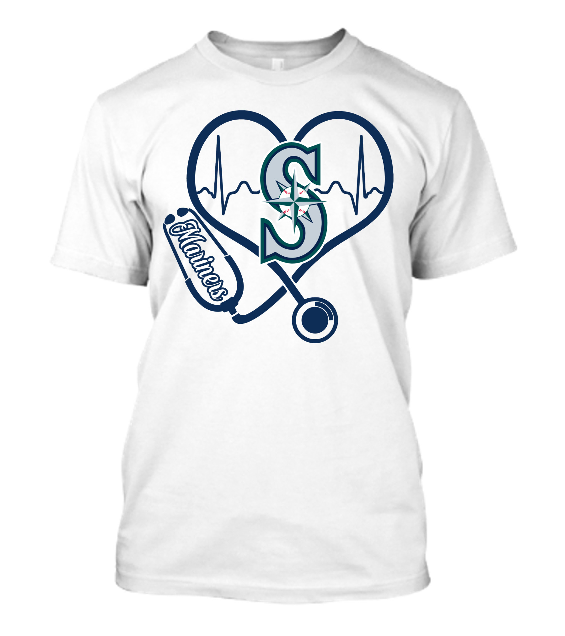 Seattle Mariners Nurse Heartbeat Stethoscope T-Shirt