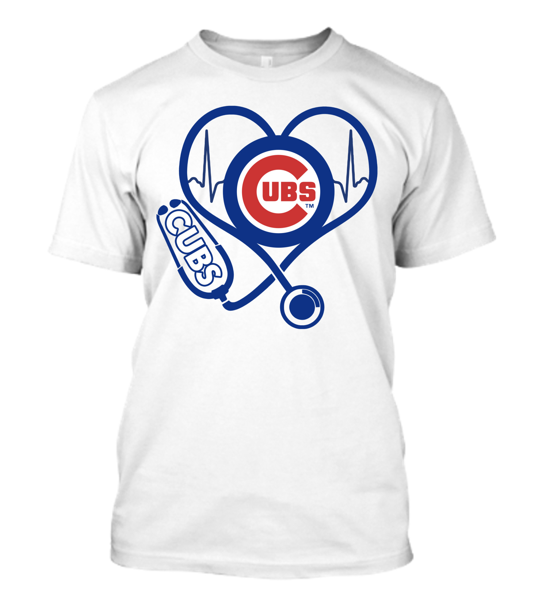 Cubs Heartbeat Nurse Stethoscope Chicago Cubs T-Shirt