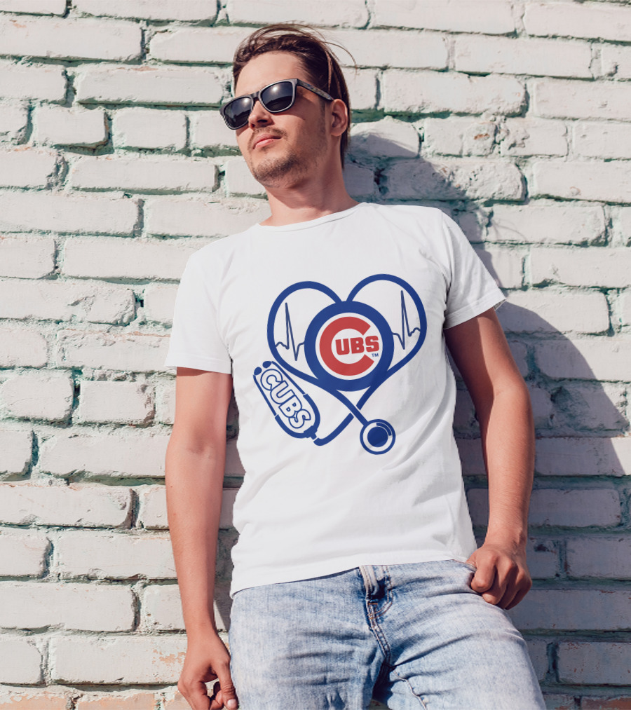 Cubs Heartbeat Nurse Stethoscope Chicago Cubs T-Shirt