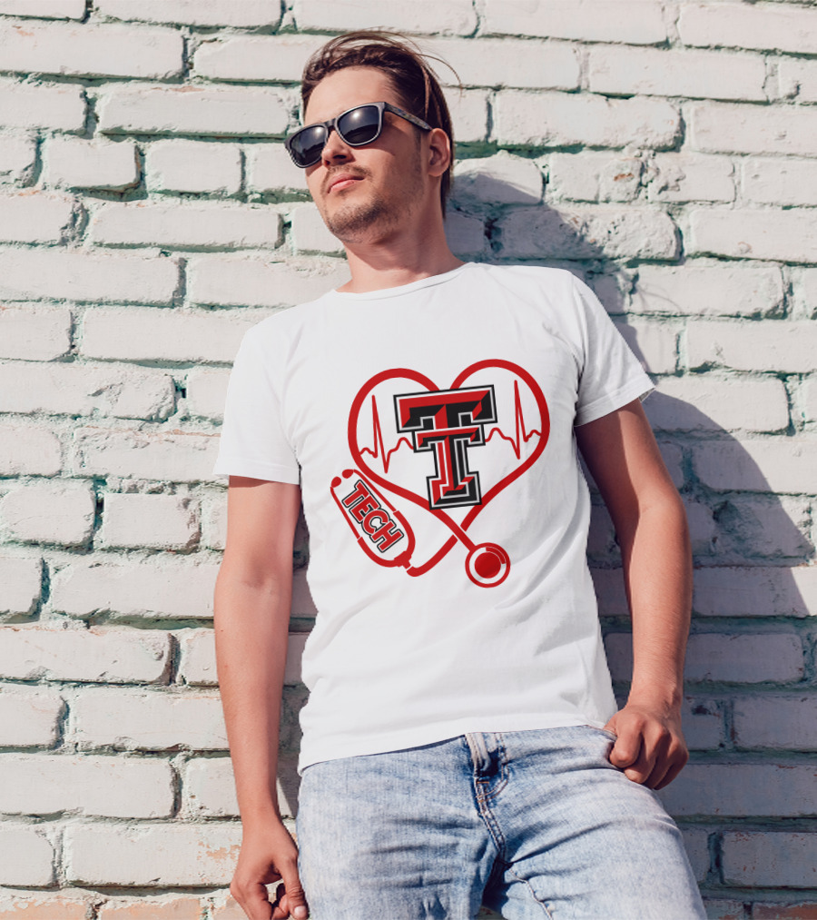 Texas Tech Nurse Heart Stethoscope Love T-Shirt