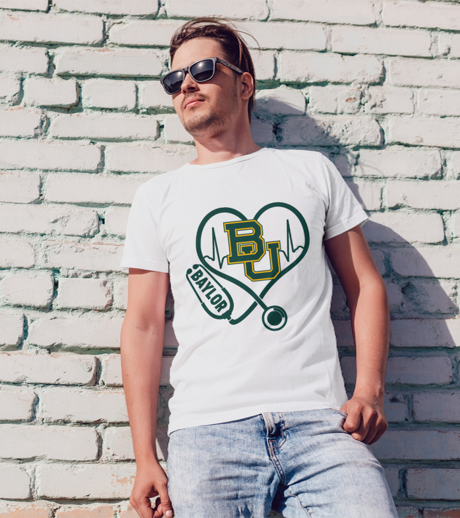 Baylor Heartbeat Stethoscope BU T-Shirt