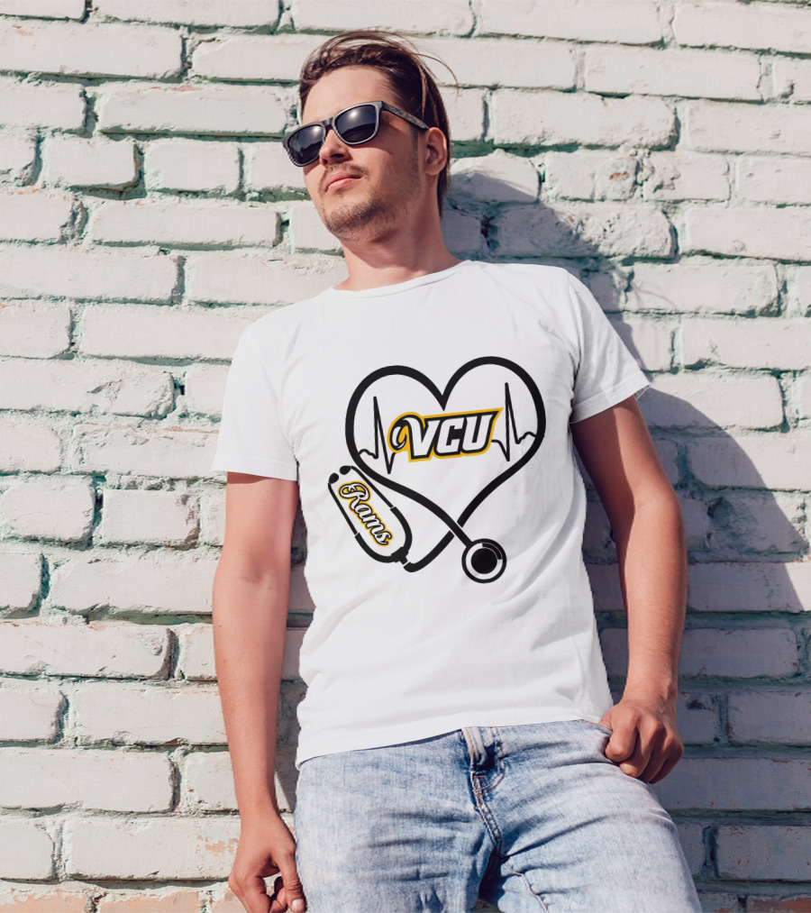 VCU Rams Nurse Heartbeat Stethoscope T-Shirt