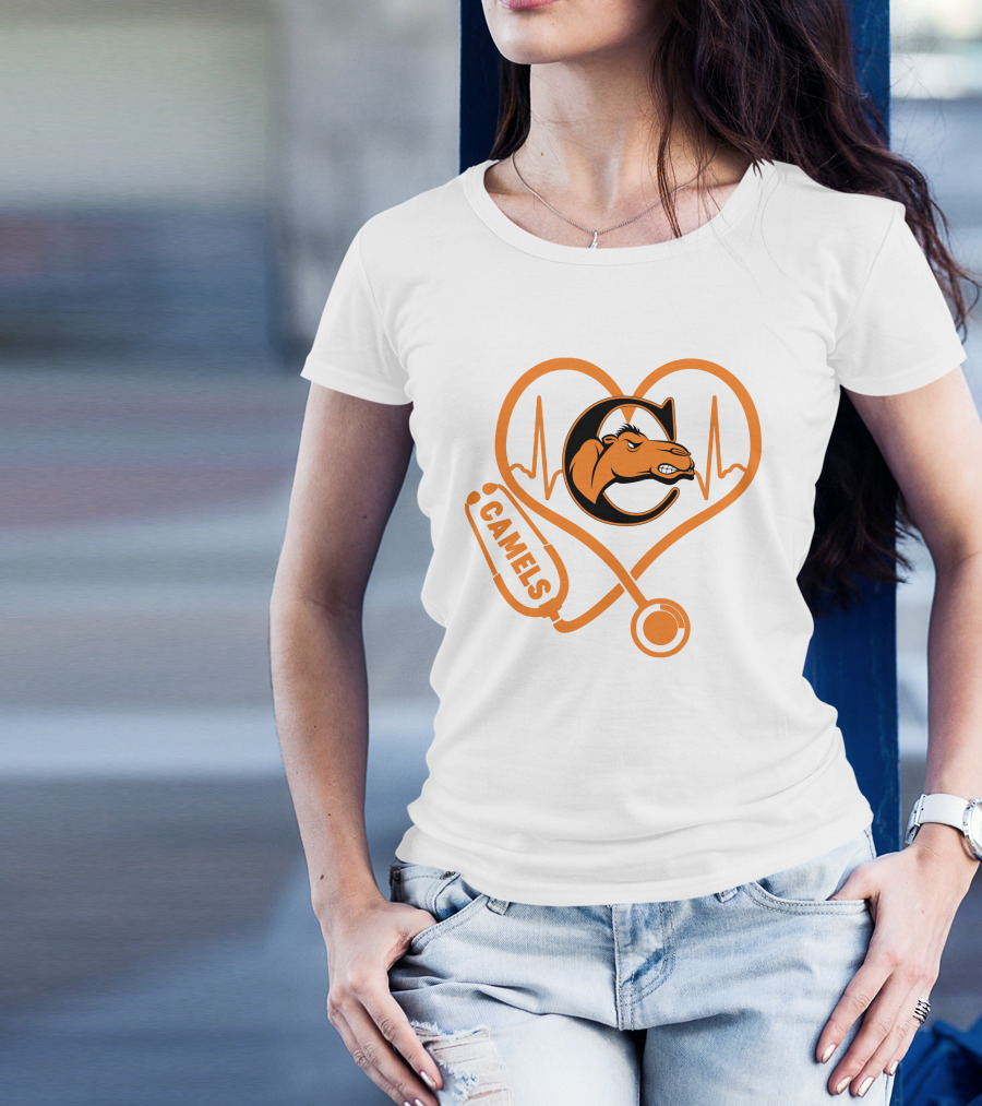 Nurse Love Camels Heartbeat Campbell Fighting Camels T-Shirt