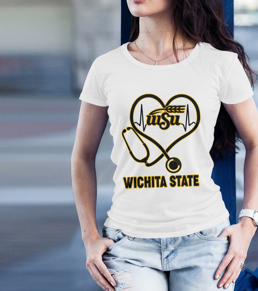 WSU Heartbeat Stethoscope Wichita State T-Shirt