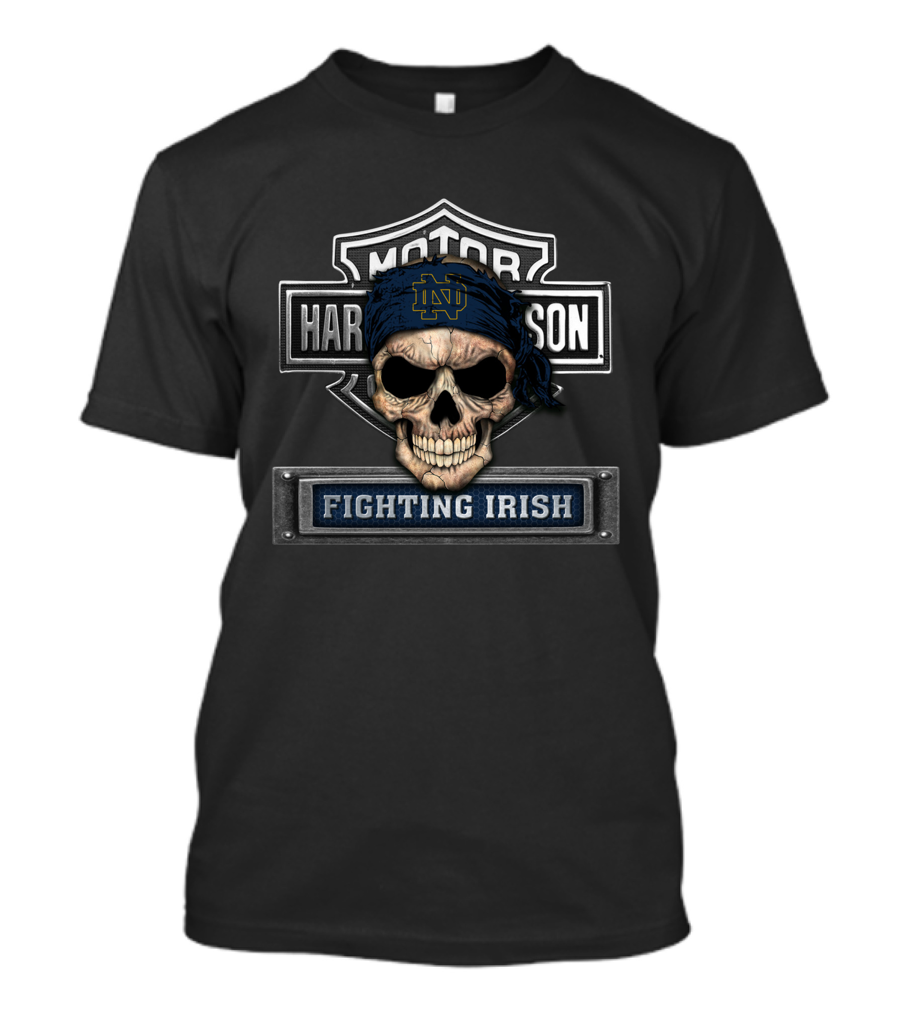 Harley Davidson Skull Biker Notre Dame Fighting Irish T-Shirt