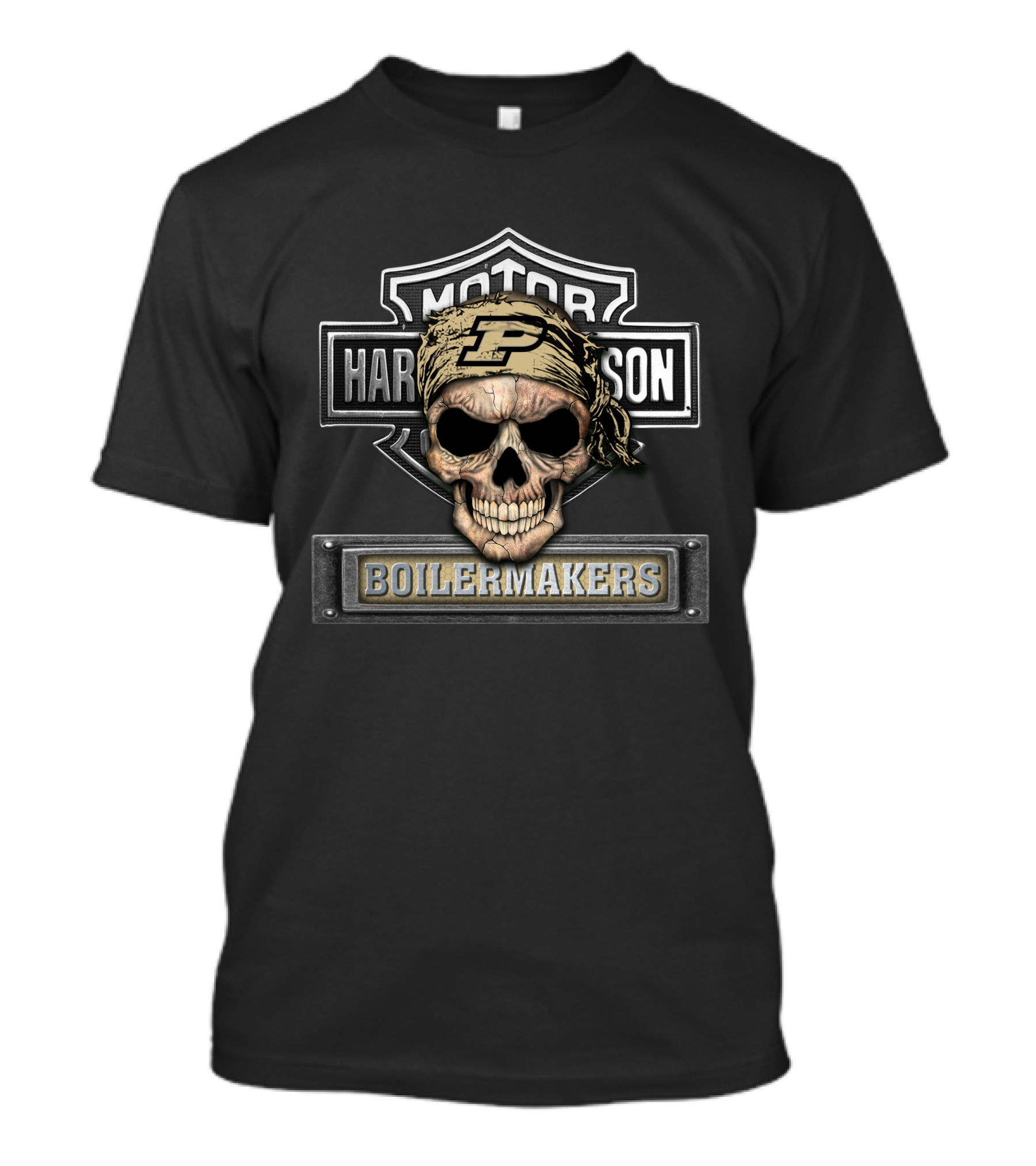 Harley Davidson Motorcycle Biker Purdue Boilermakers Skull P T-Shirt