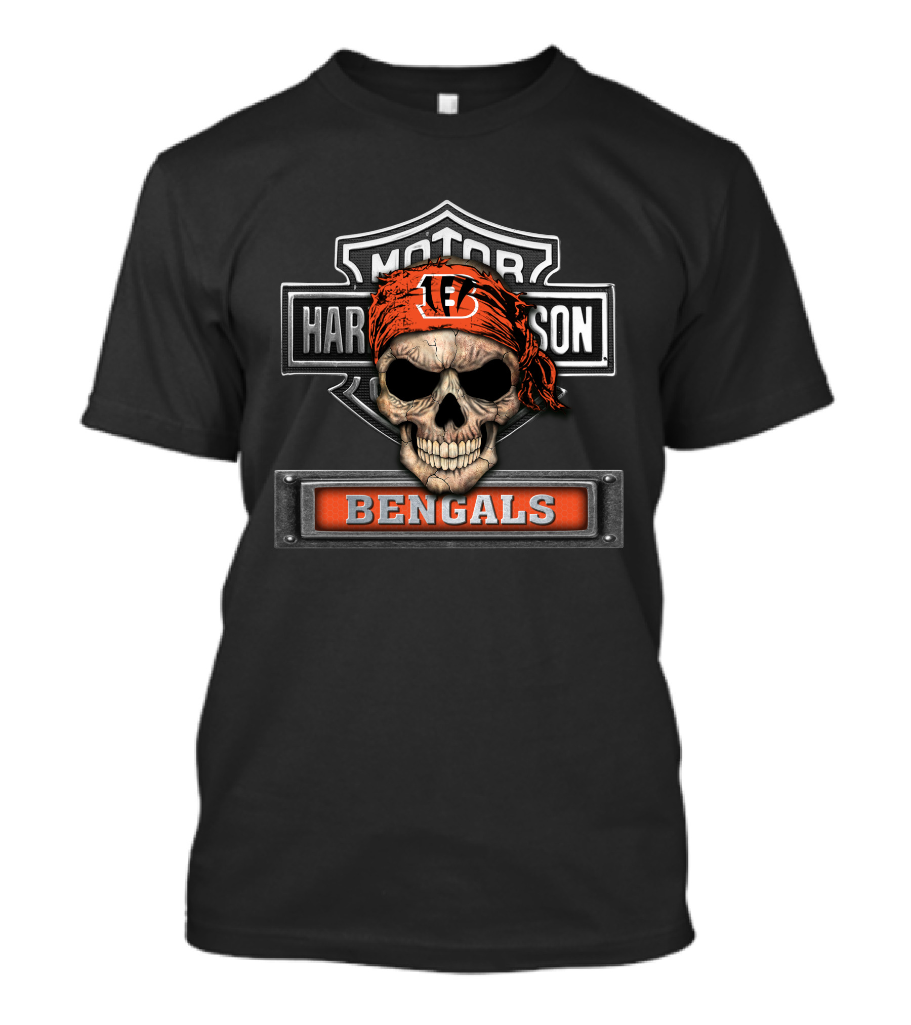 Harley Davidson Motorcycle Skull Cincinnati Bengals Nfl T-Shirt