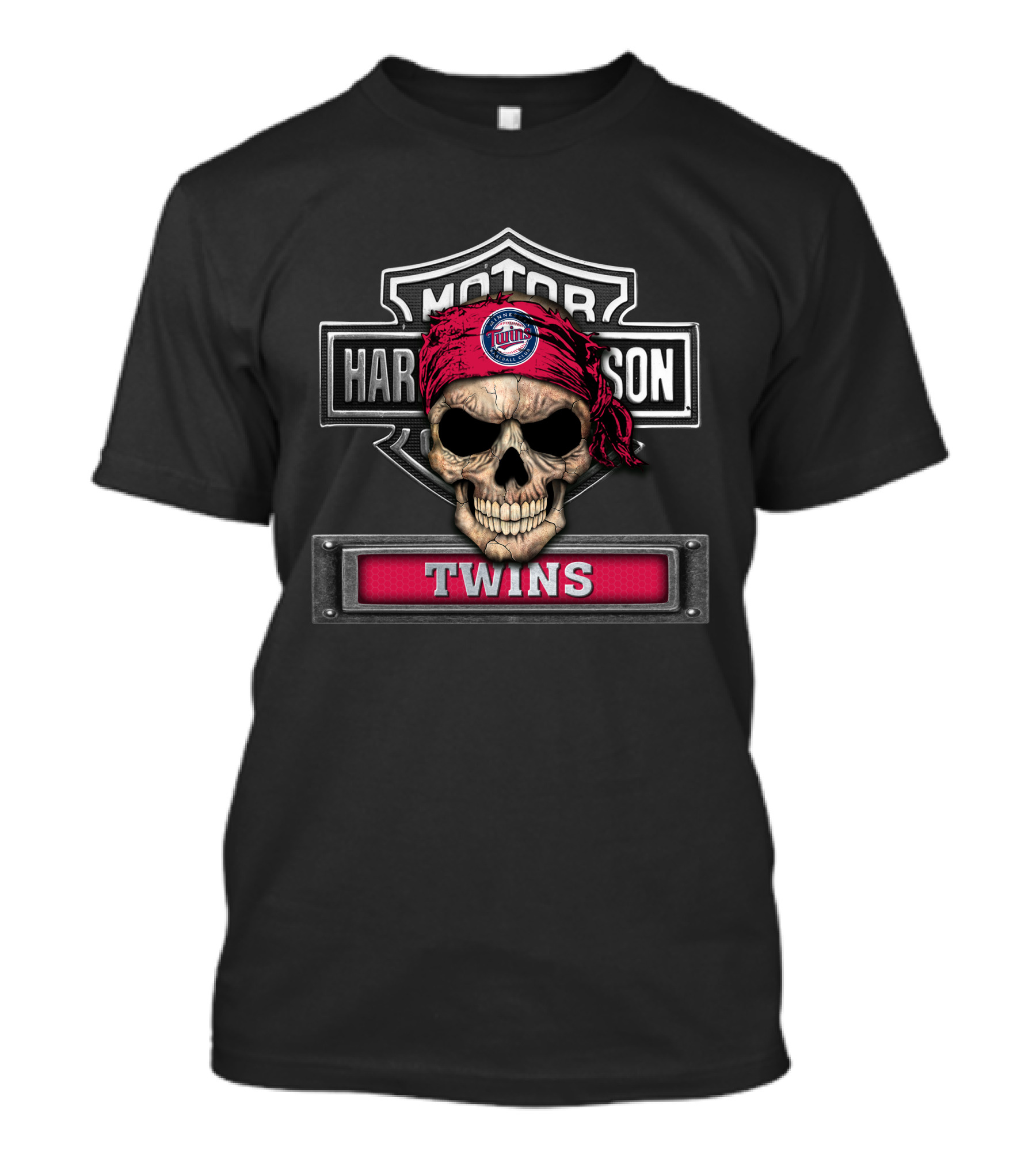 Harley Davidson Motorcycle Biker Skull Twins Minnesota Mlb T-Shirt