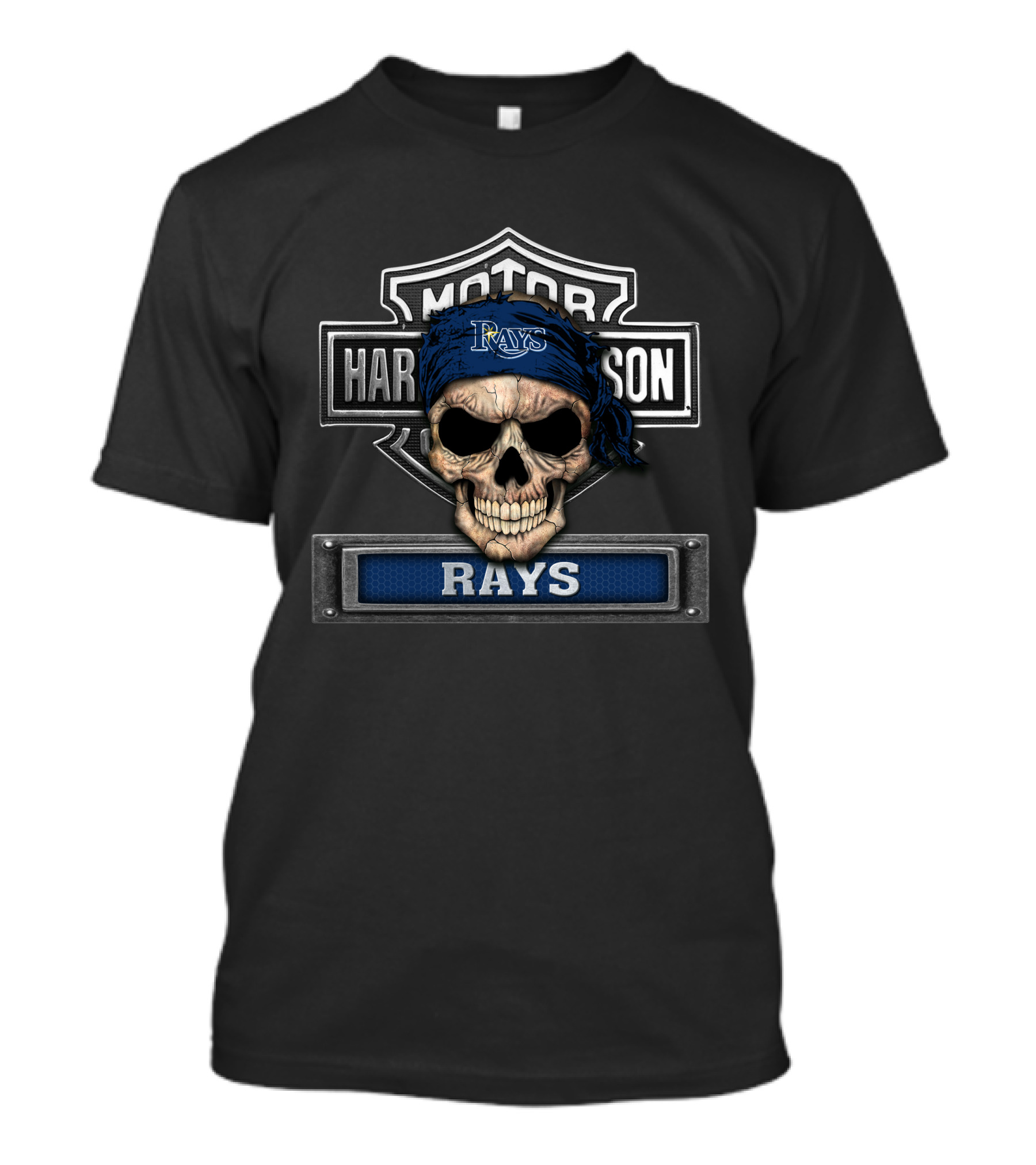 Harley Davidson Motorcycle Skull Biker Mlb Tampa Bay Rays T-Shirt