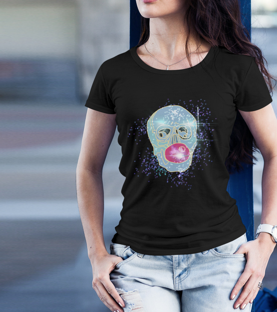 Glowing Skull Bubblegum Sparkle Aesthetic T-Shirt