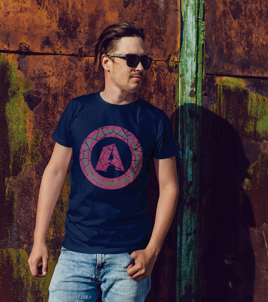 Cracked Pink And Grey Letter A With Circle T-Shirt