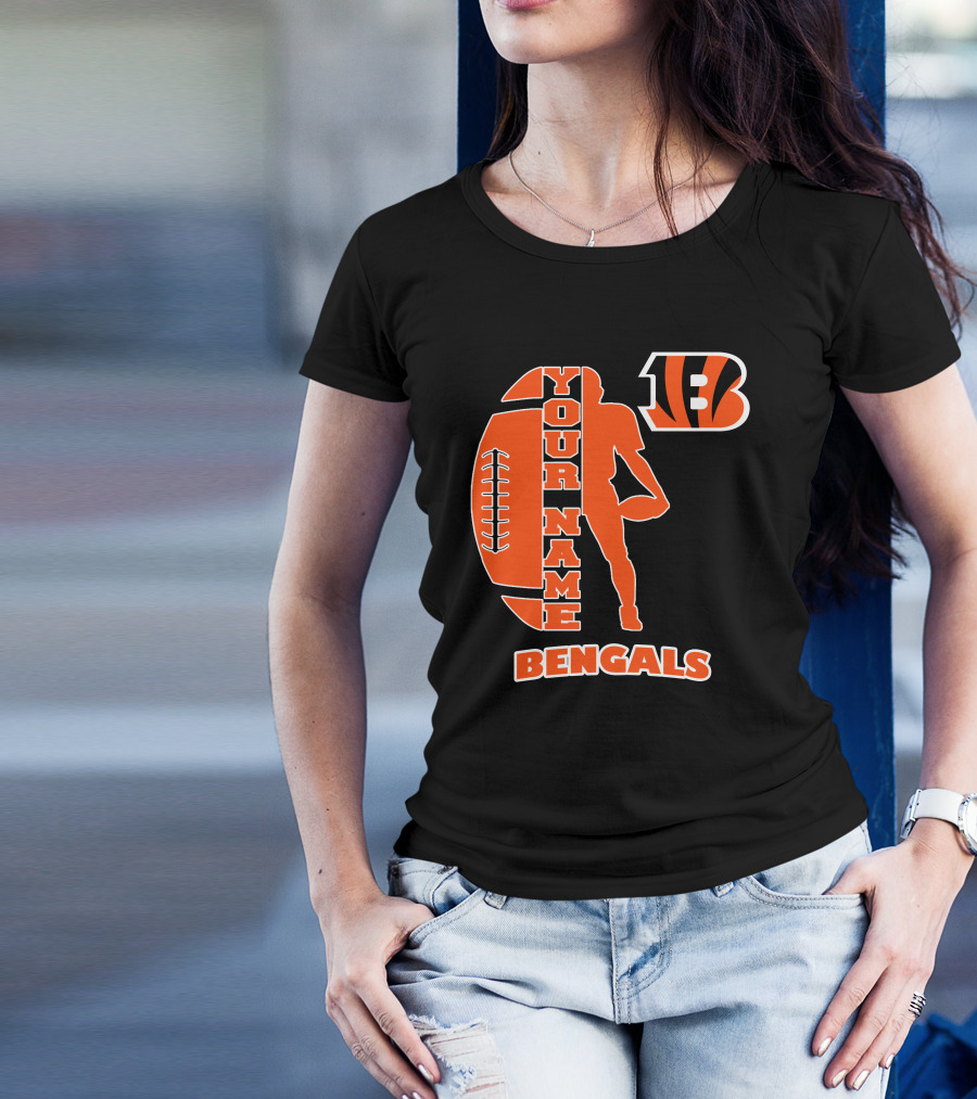 Your Name Bengals Football Silhouette B T-Shirt