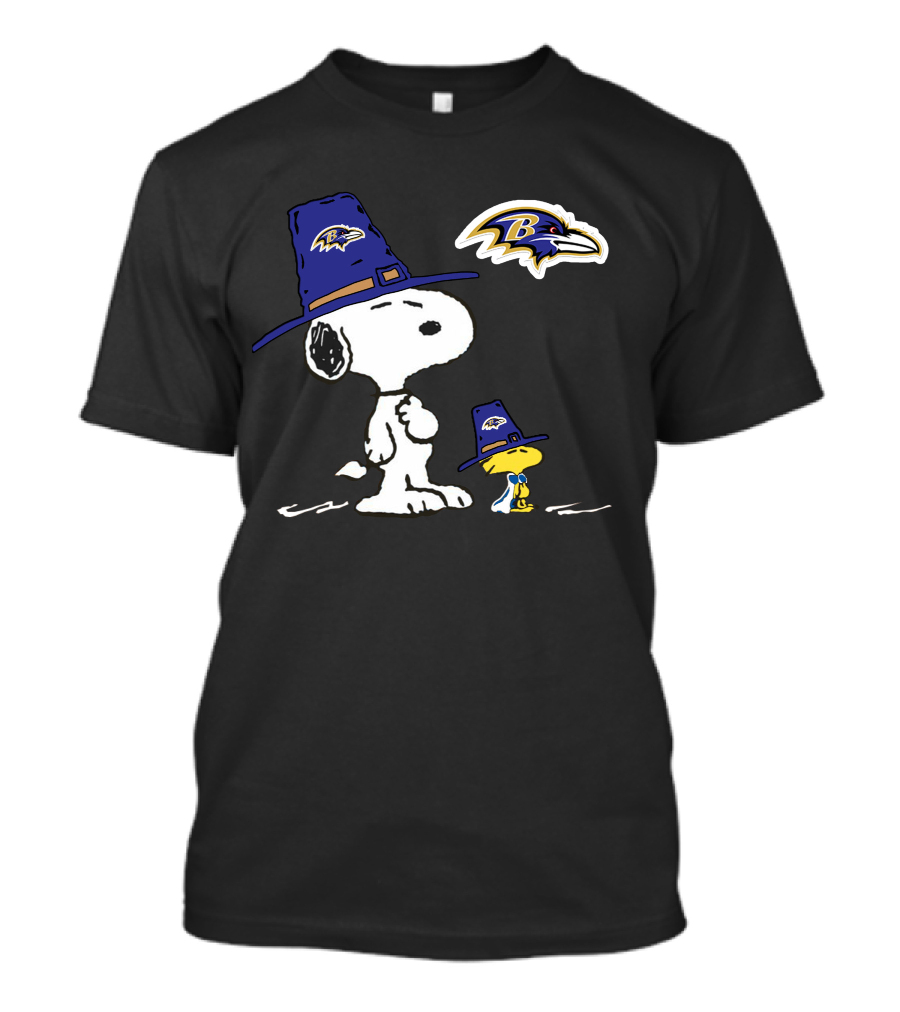 Baltimore Ravens Snoopy And Woodstock Thanksgiving Nfl T-Shirt