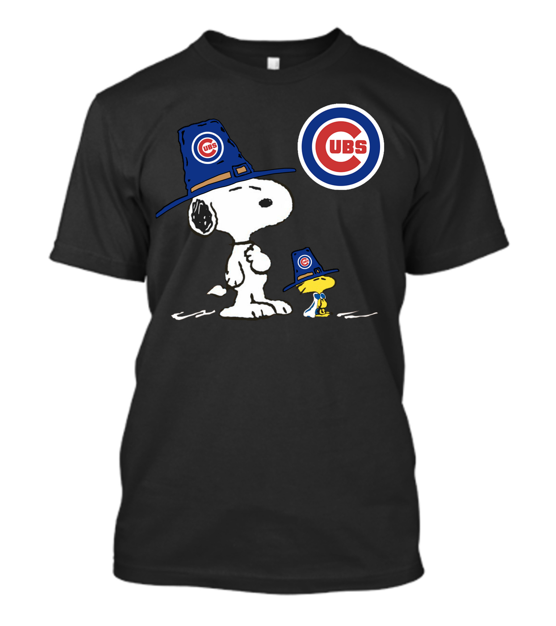 Chicago Cubs Snoopy Woodstock Pilgrim Hat T-Shirt