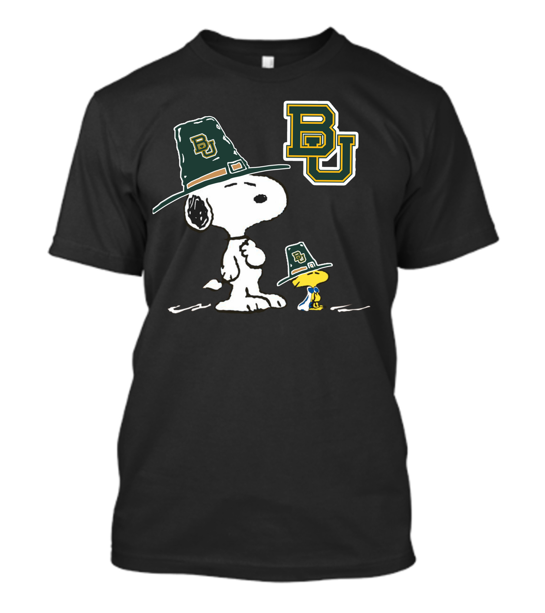 Baylor BU Snoopy And Woodstock In BU Green Hats T-Shirt