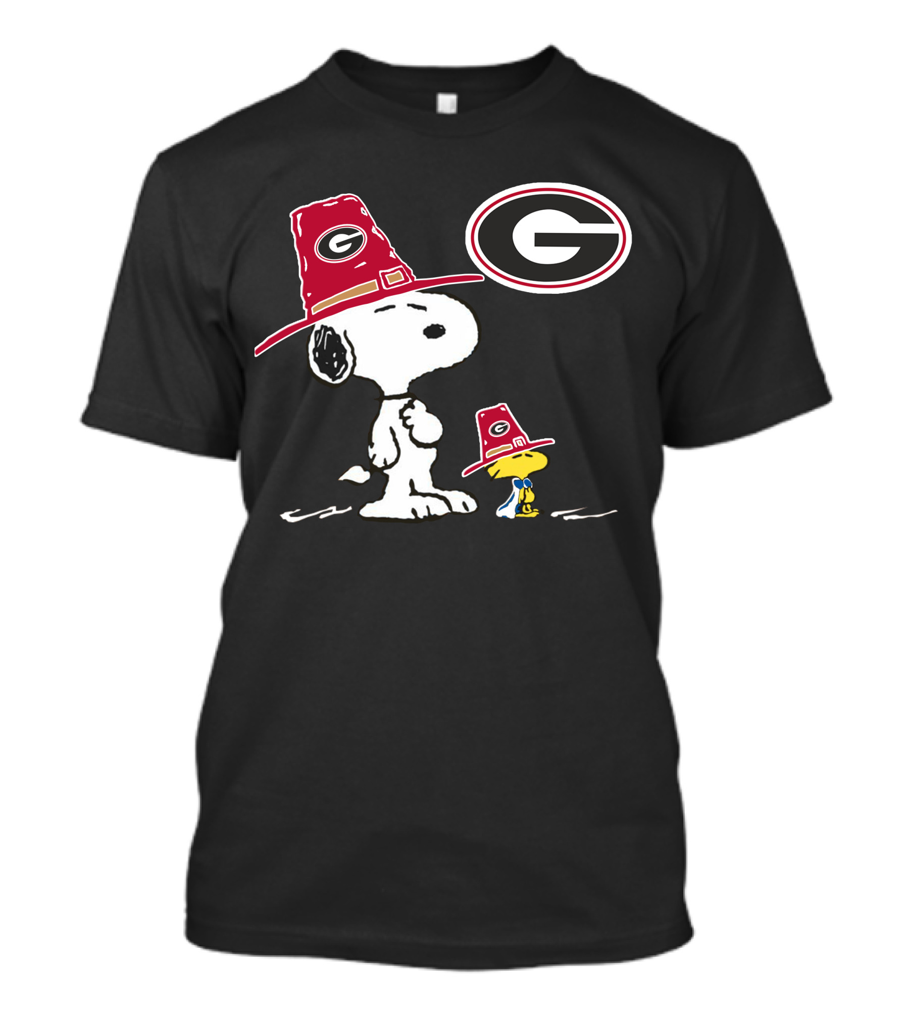 Georgia Bulldogs Snoopy Woodstocks Red Hats T-Shirt