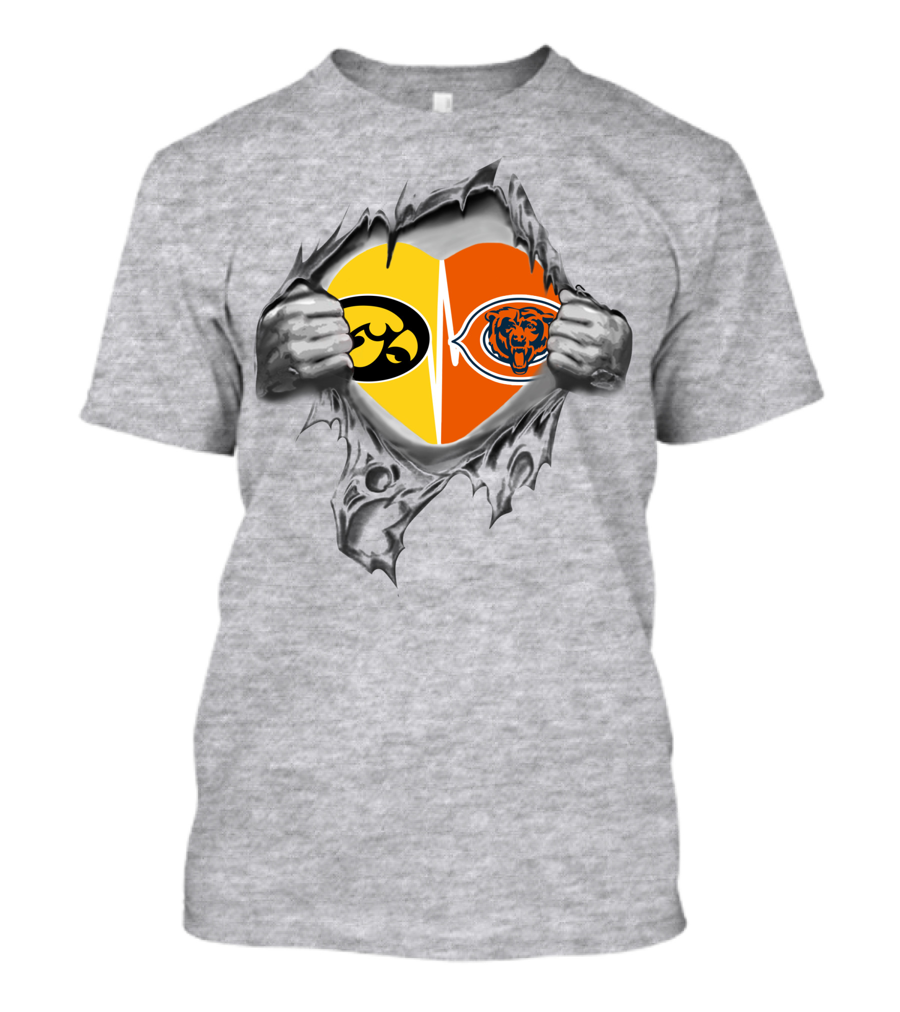 Iowa Hawkeyes Vs Chicago Bears Heart T-Shirt