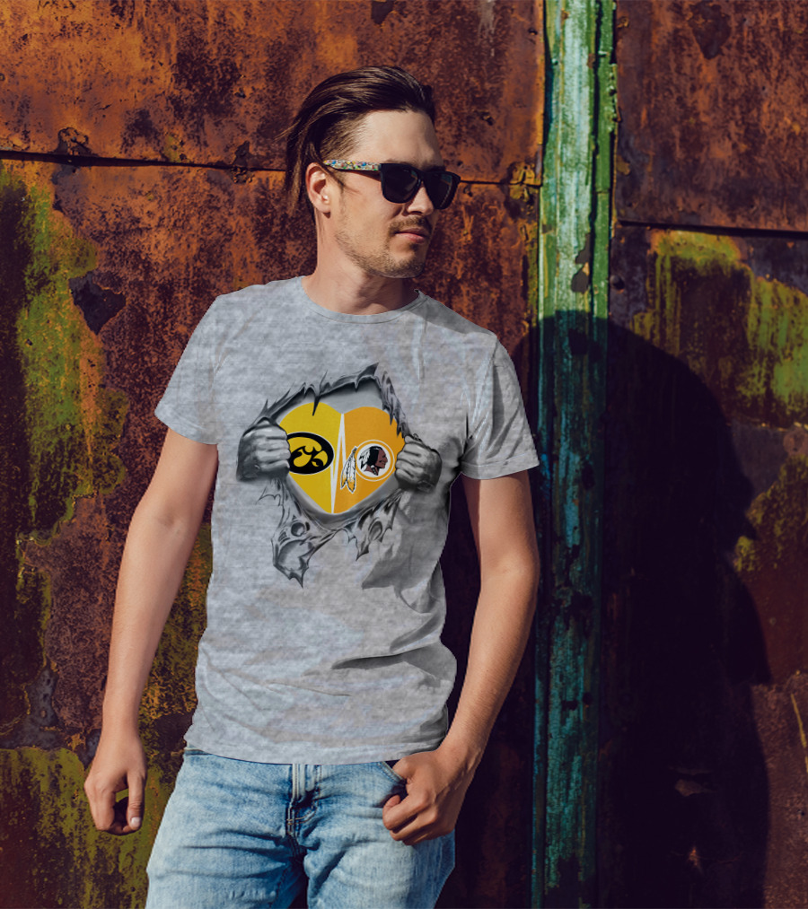 Iowa Hawkeyes Redskins Heart Tear Logo Battle T-Shirt