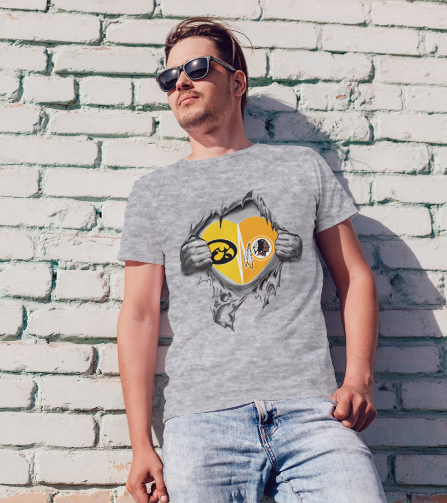 Iowa Hawkeyes Redskins Heart Tear Logo Battle T-Shirt