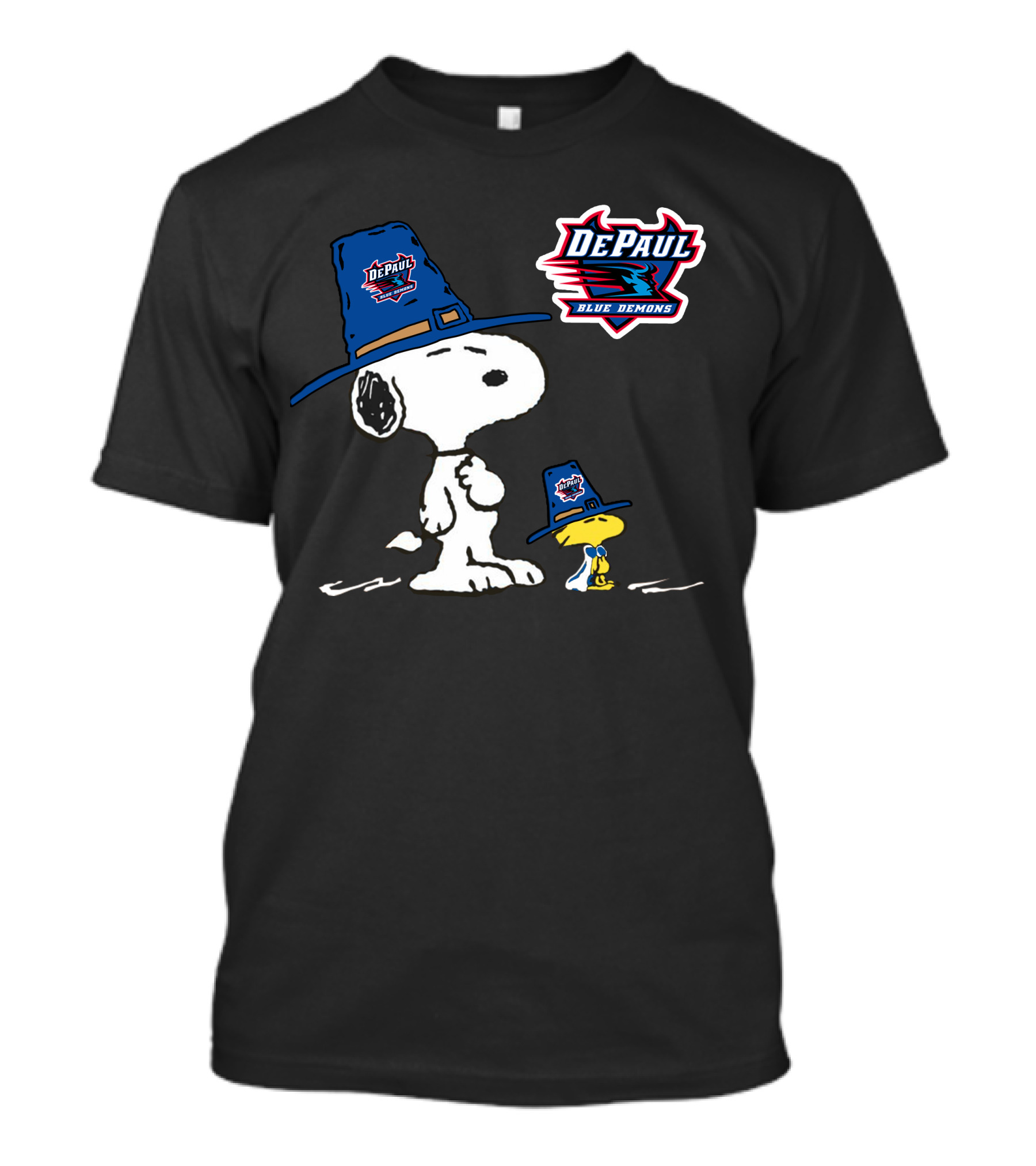DePaul Blue Demons Snoopy Woodstock Hat T-Shirt