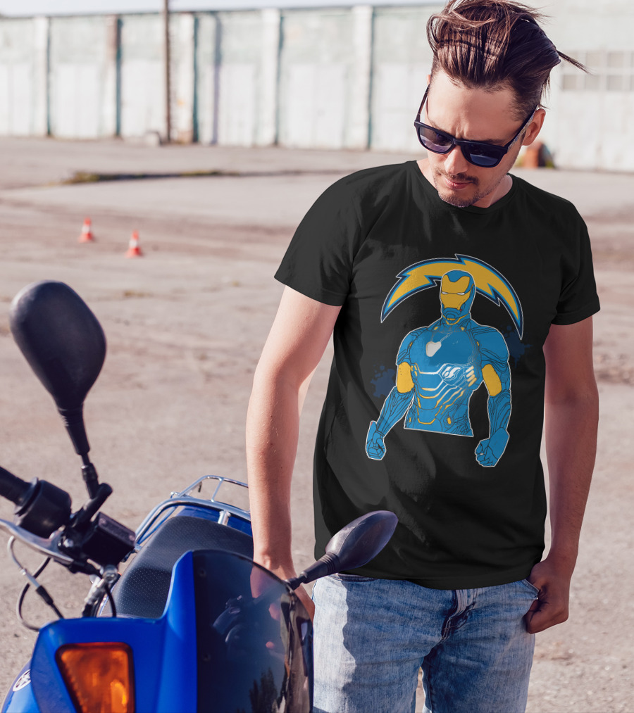 Iron Man Chargers Superhero Fusion T-Shirt