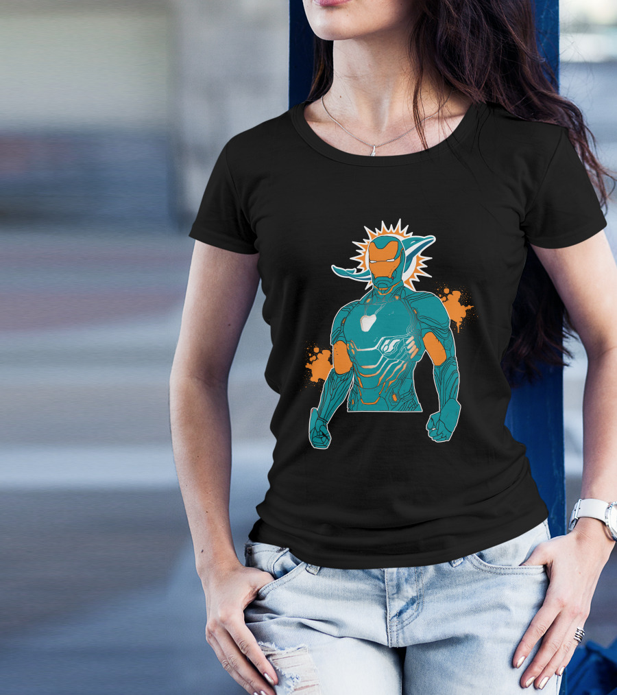 Miami Dolphins Iron Man Crossover T-Shirt