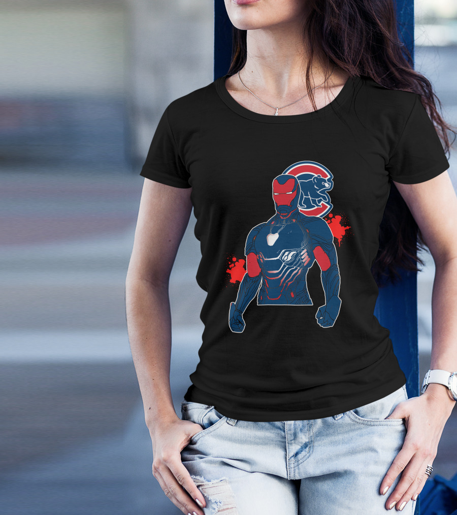 Iron Man Meets Chicago Cubs Crossover T-Shirt