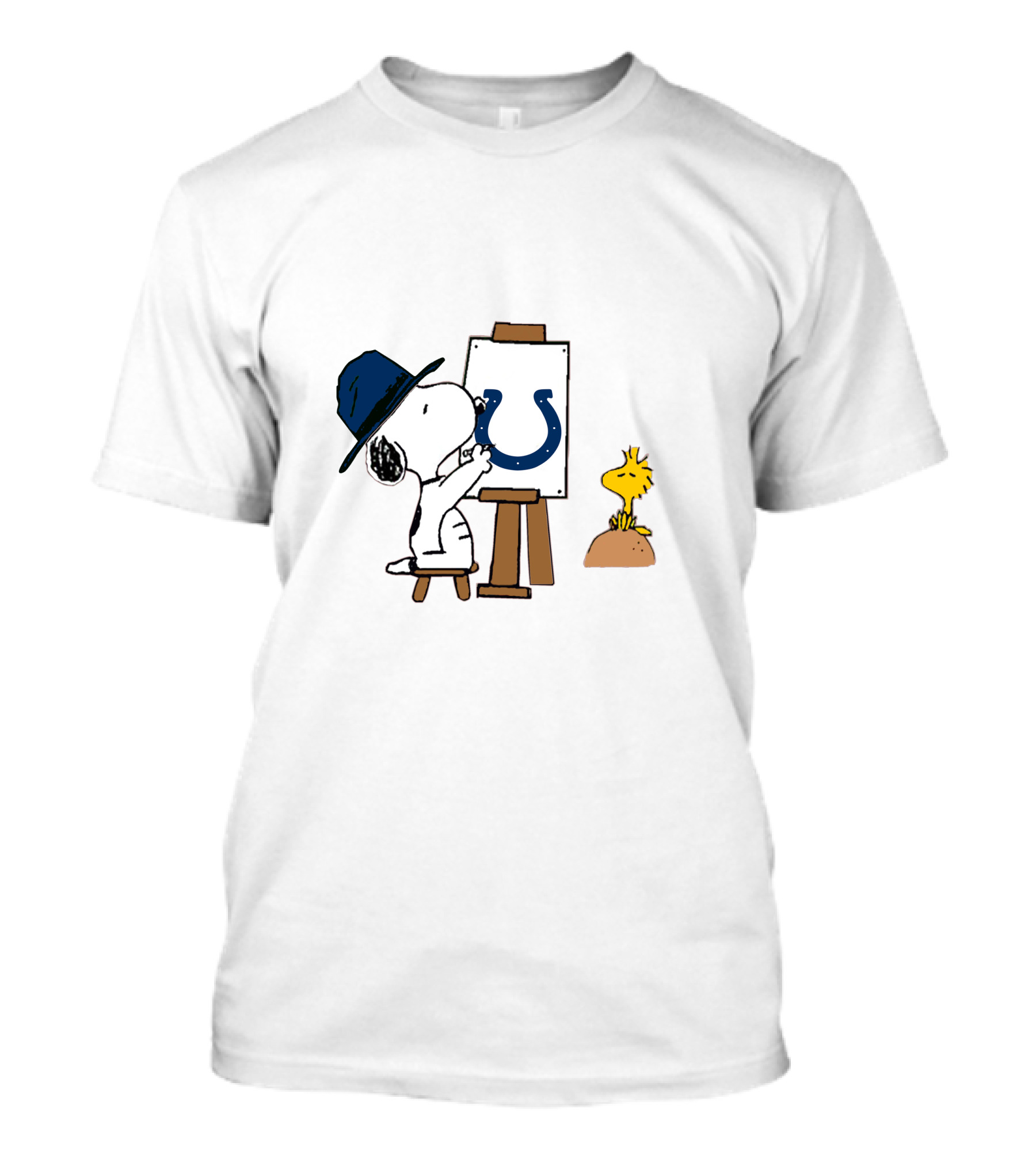 Snoopy Painting Indianapolis Colts Logo With Woodstock T-Shirt