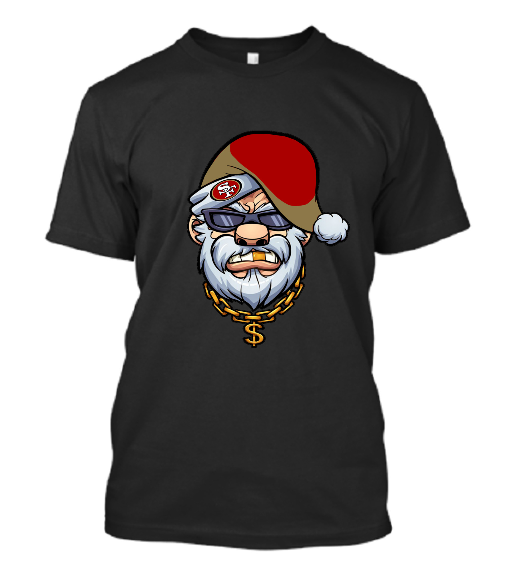 49ers Santa Gangster Chains And Shades T-Shirt