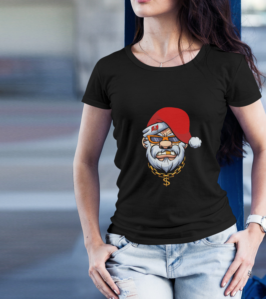 Buccaneers Santa With Gangster Chain And Sunglasses T-Shirt