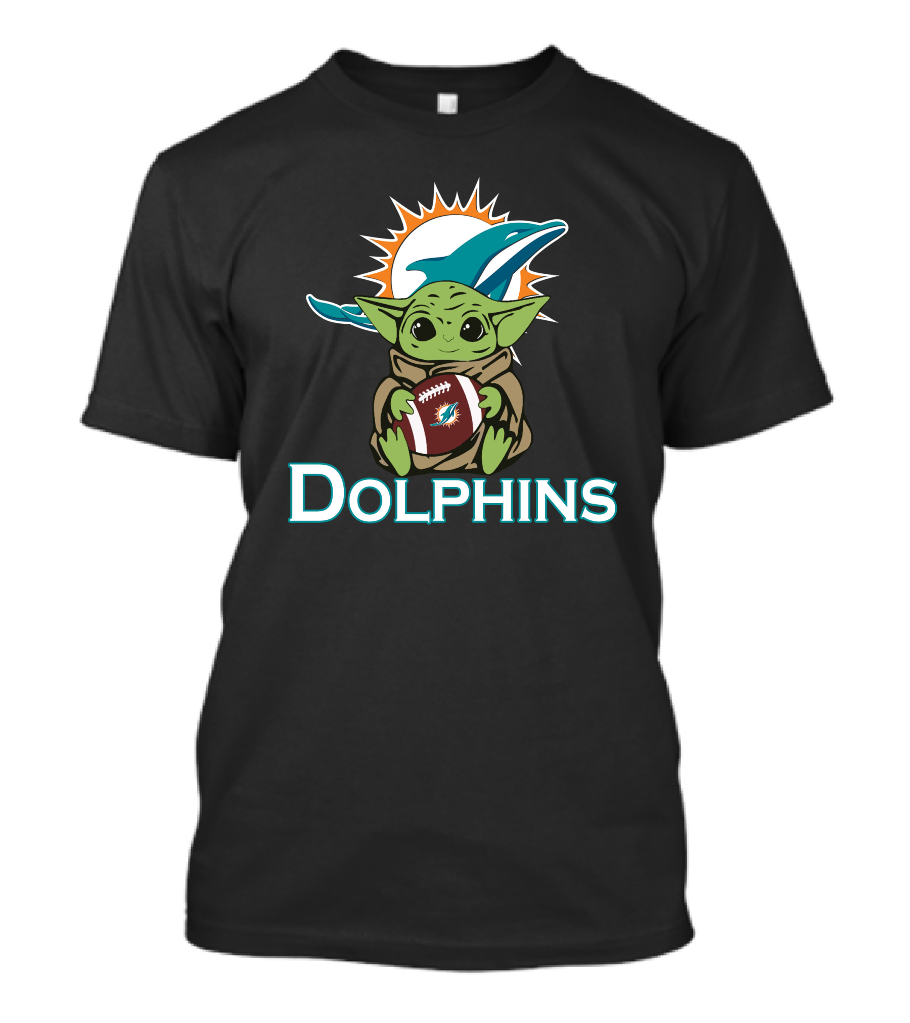 Dolphins Baby Yoda Star Wars Football Fusion T-Shirt