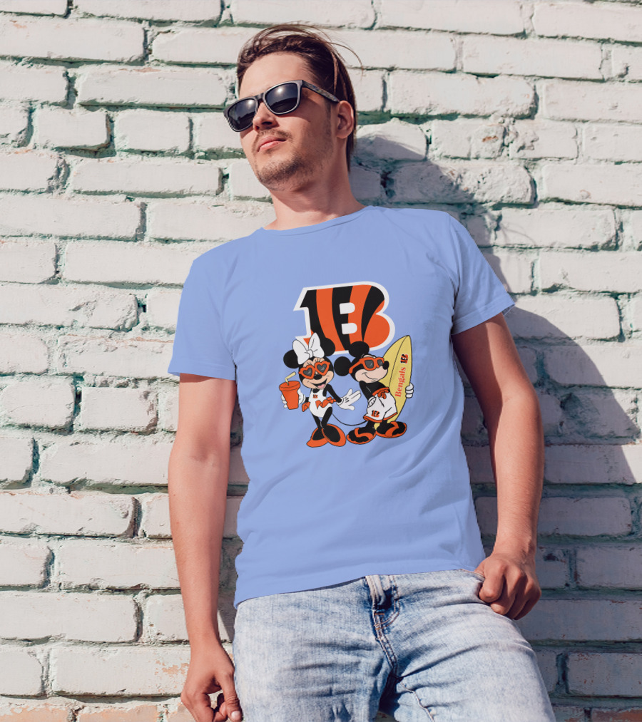 Bengals Mickey And Minnie Vacation Surfer Adventure T-Shirt
