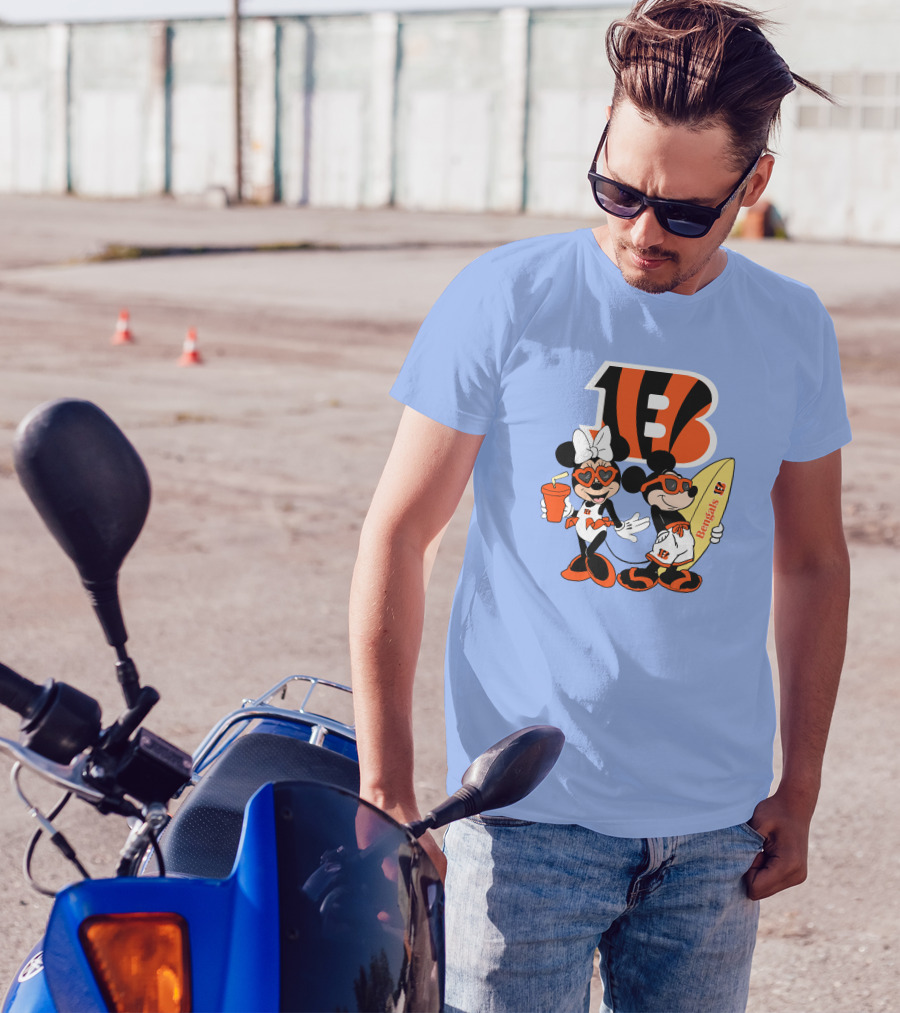 Bengals Mickey And Minnie Vacation Surfer Adventure T-Shirt