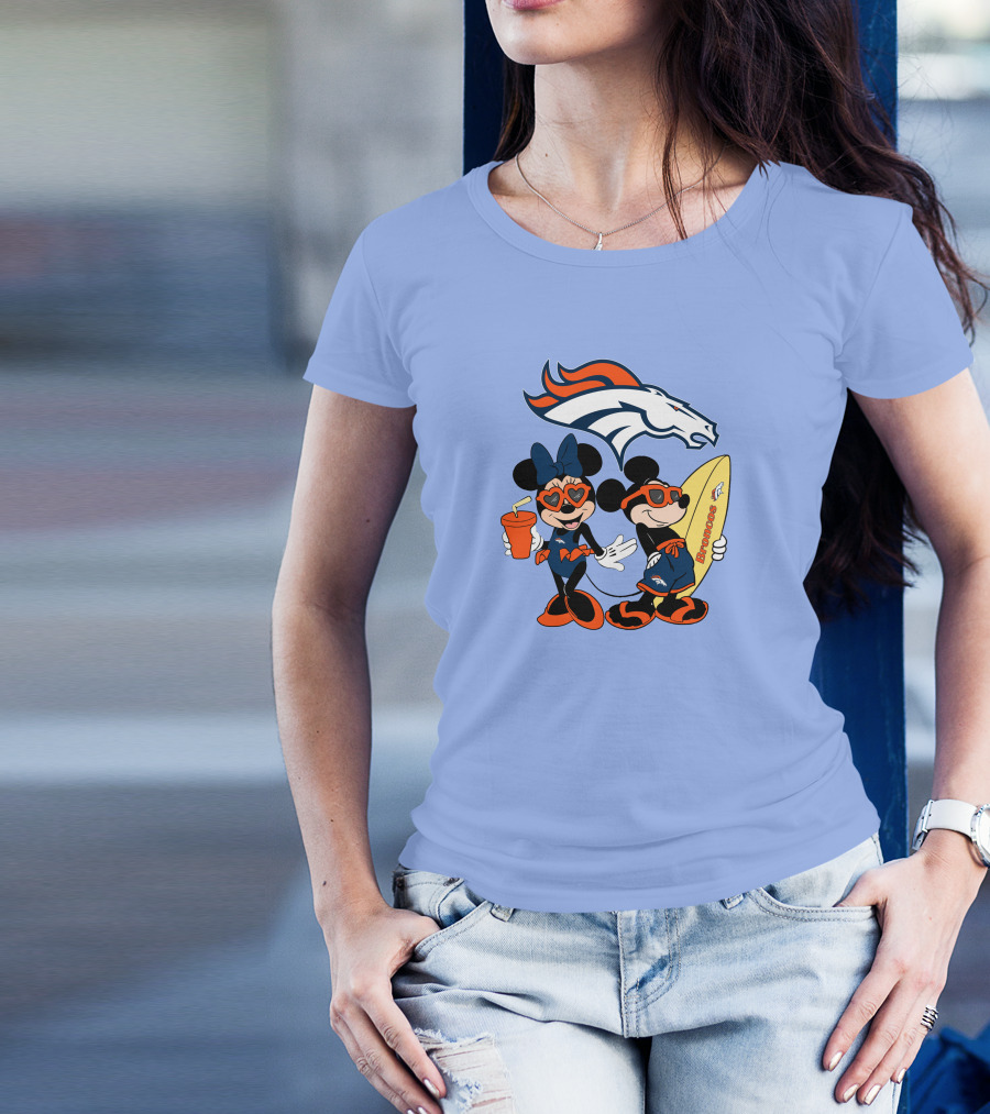 Broncos Mickey Minnie Vacation Surfing Adventure T-Shirt