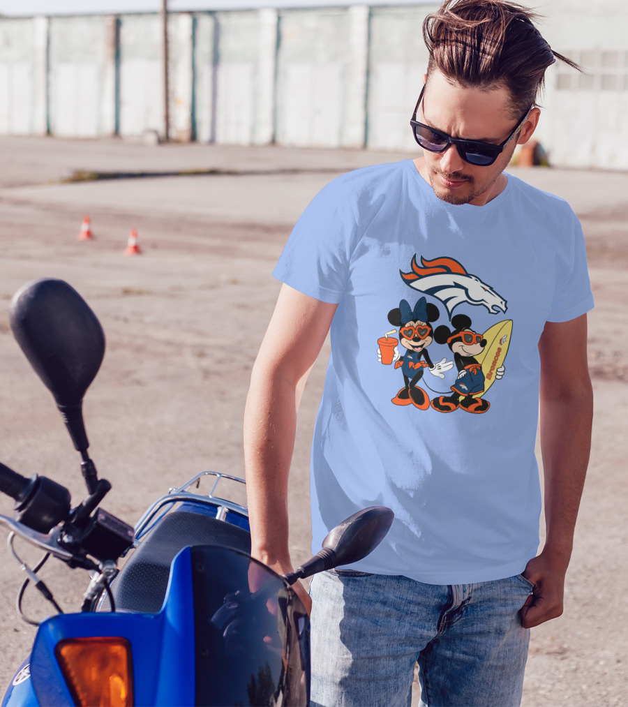 Broncos Mickey Minnie Vacation Surfing Adventure T-Shirt