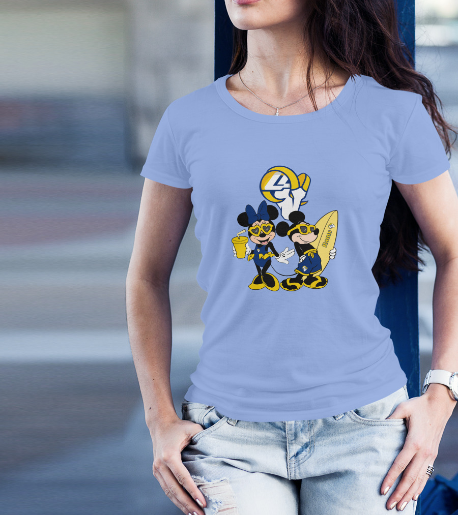 Rams Mickey Happy Vacation Football Surf Adventure T-Shirt