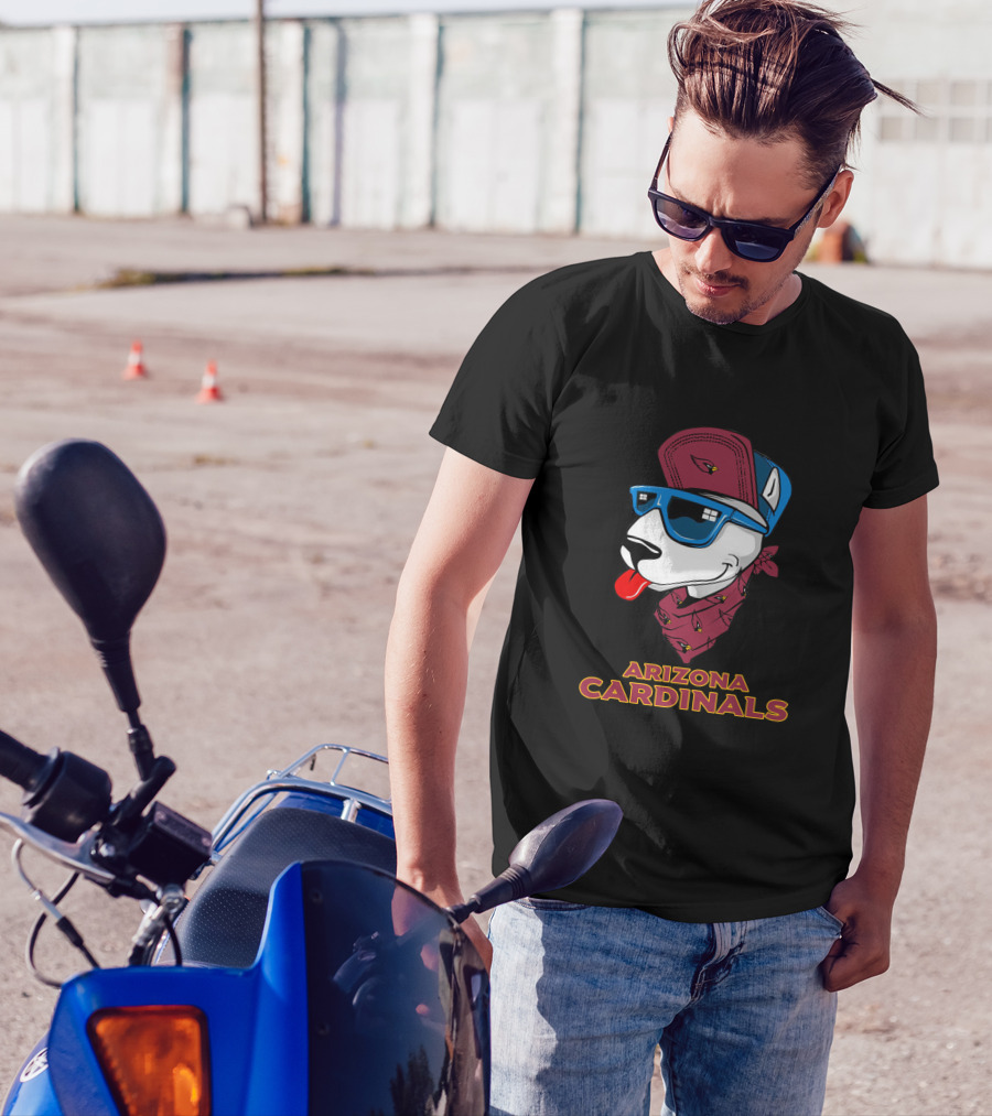 Arizona Cardinals Bull Terrier Wearing Sunglasses And Bandana T-Shirt