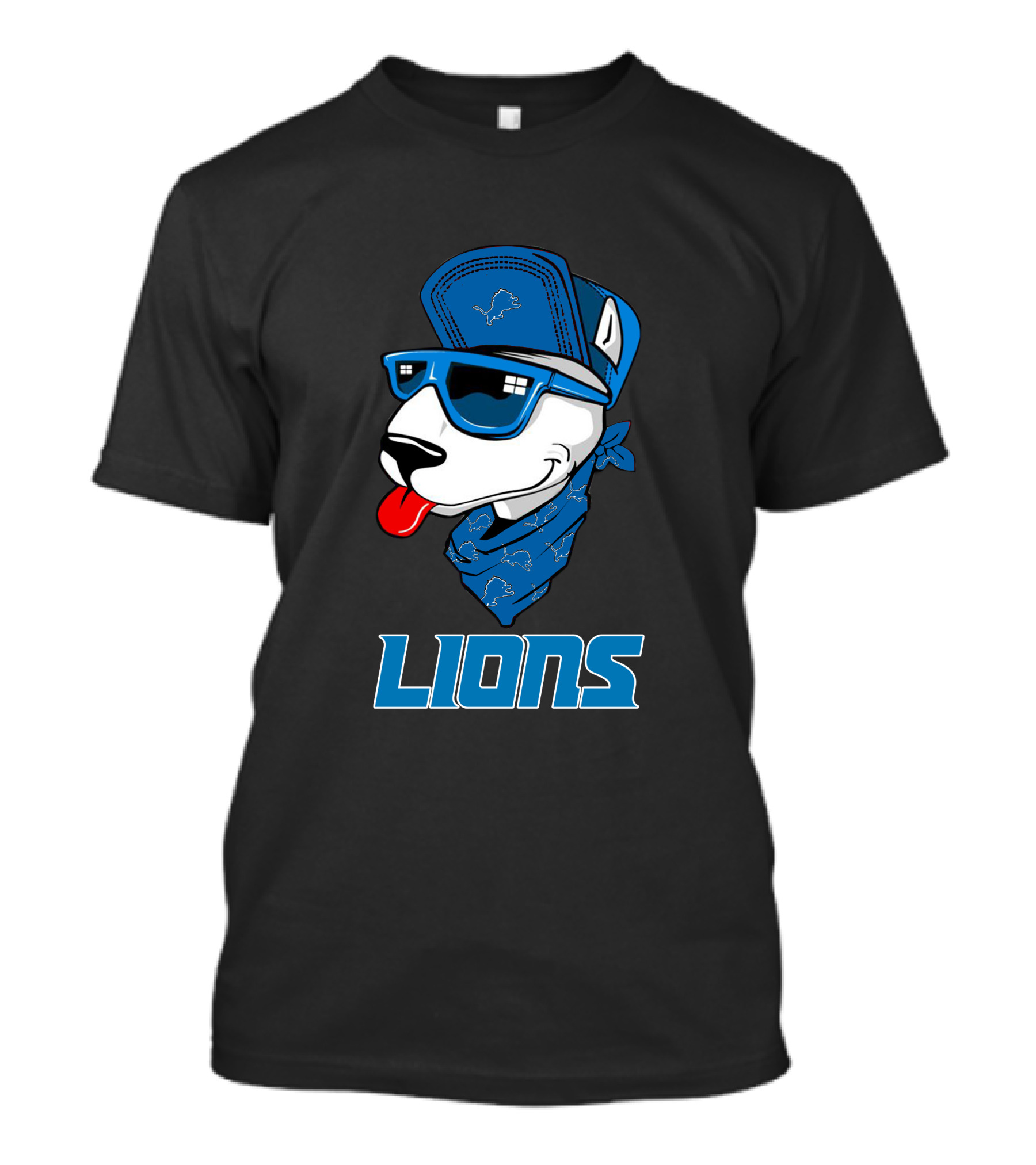 Lions Cool Bull Terrier With Hat And Sunglasses T-Shirt