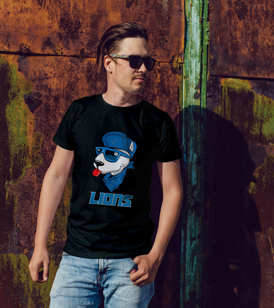 Lions Cool Bull Terrier With Hat And Sunglasses T-Shirt