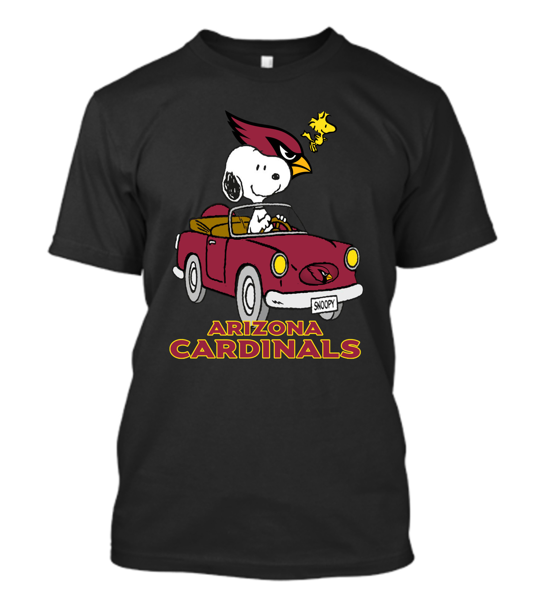 Arizona Cardinals Snoopy Woodstock Driving Adventure T-Shirt