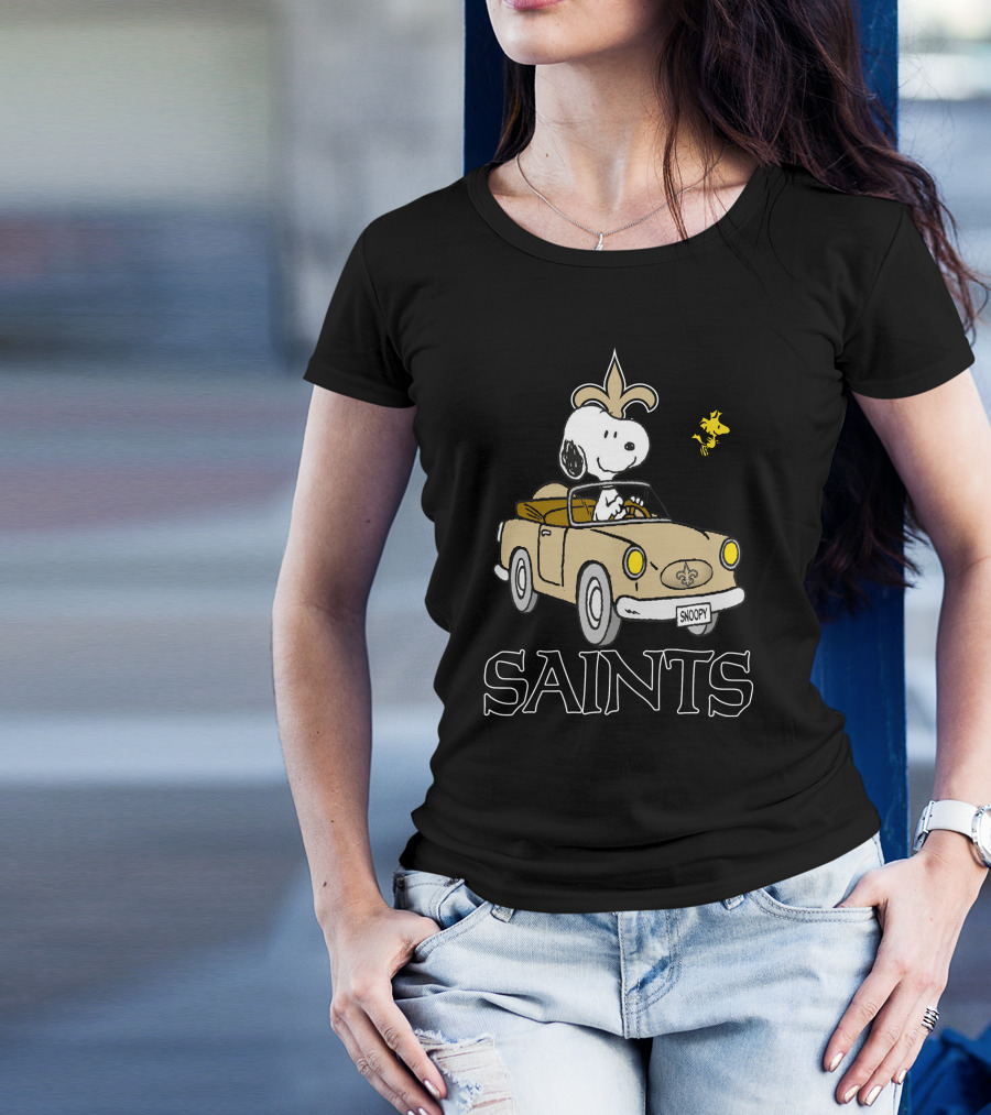 Saints Snoopy And Woodstock Driving Adventure T-Shirt