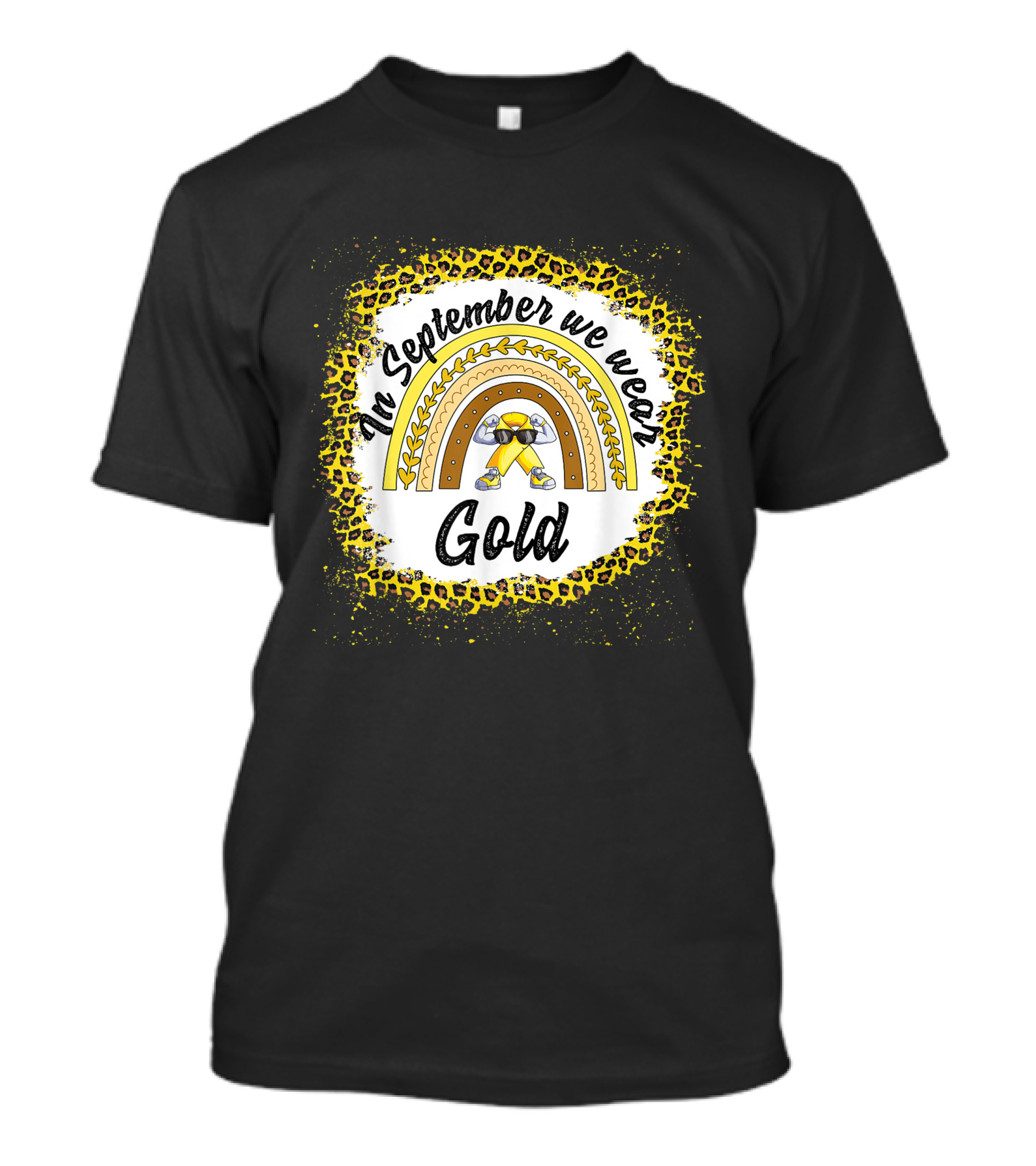 In September We Wear Gold Rainbow Leopard Awareness T-Shirt