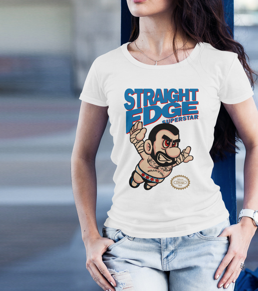 Straight Edge Superstar CM Punk Mario Official Chicago Seal T-Shirt
