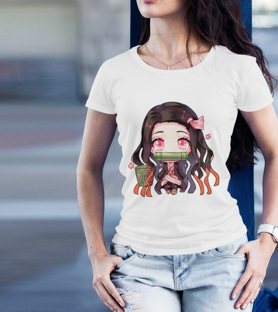 Nezuko Fanart Chibi Style Pink Aesthetic Character T-Shirt